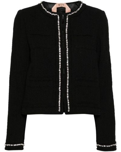 N°21 Gem-embellished Tweed Jacket - Black