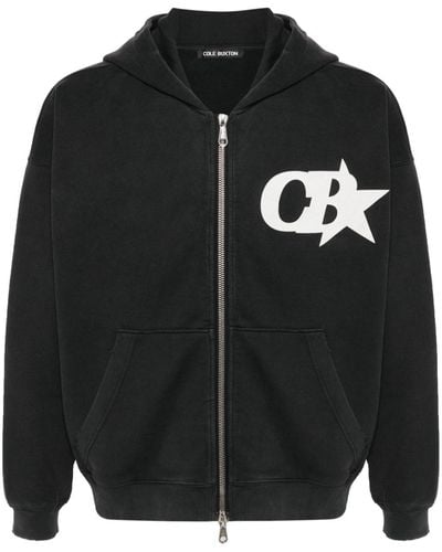 Cole Buxton Logo print cotton zip-up hoodie - Noir