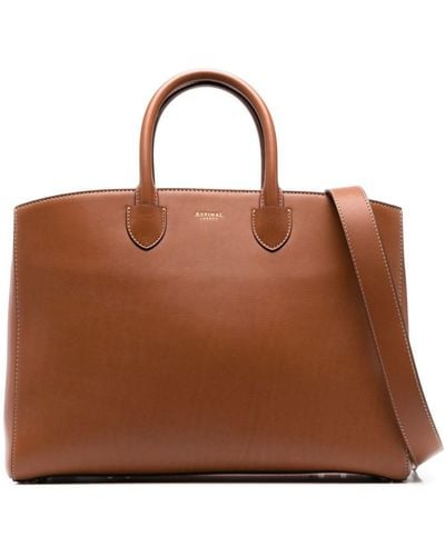 Aspinal of London Madison Leather Tote Bag - Brown