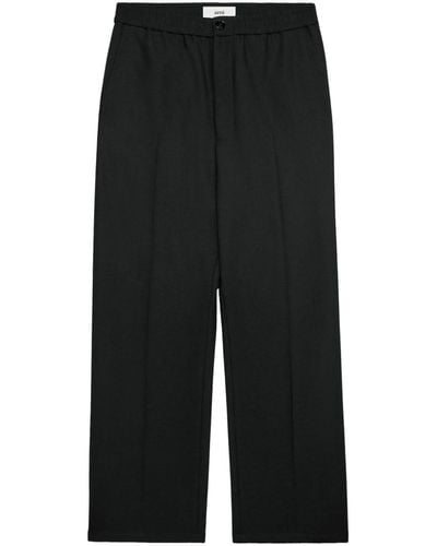 Ami Paris Pantalones anchos con cinturilla elástica - Negro