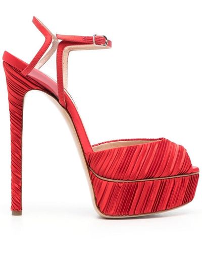 Casadei Flora Plissé Sandalen Met Plateauzool - Rood