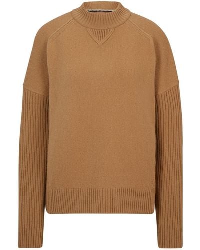 BOSS Crew-neck Virgin-wool Sweater - Brown