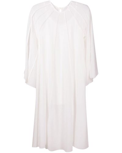 Olympiah Wide-sleeved Fringe-detail Dress - White