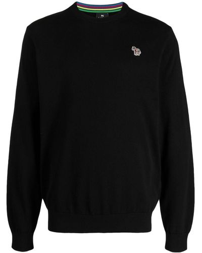 PS by Paul Smith Zebra-patch Crew-neck Sweater - Black