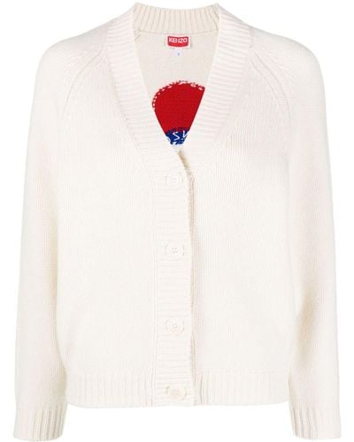 KENZO Cardigan à motif Boke Flower - Blanc