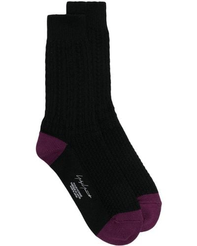 Yohji Yamamoto Logo-print Panelled Socks - Black
