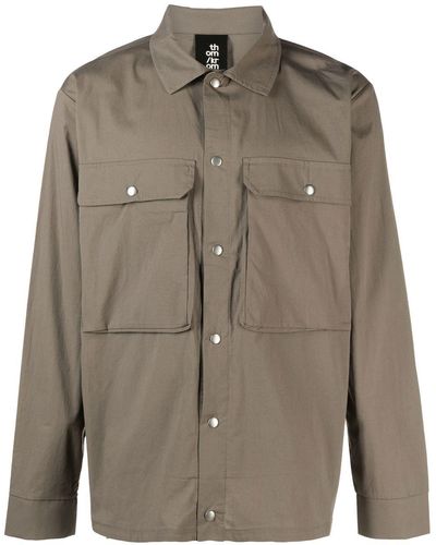 Thom Krom Camisa con botones de presión y manga larga - Marrón