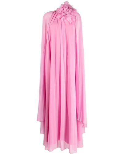 Sachin & Babi Helena Floral-appliqué Cape Gown - Pink