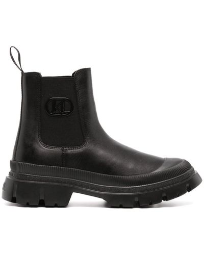 Karl Lagerfeld Leather Ankle Boots - Black