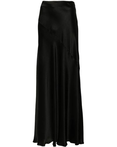 Alberta Ferretti Satin Long Skirt - Black