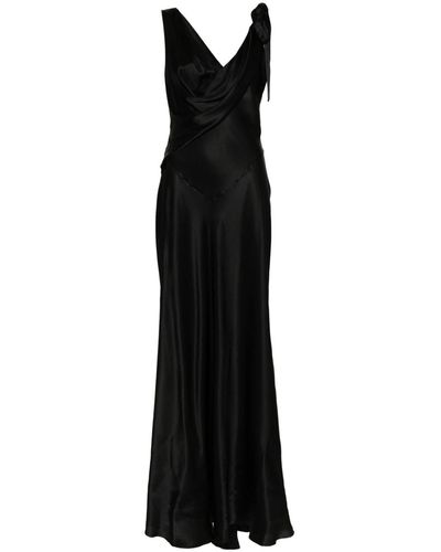 Alberta Ferretti Draped Satin Dress - Black