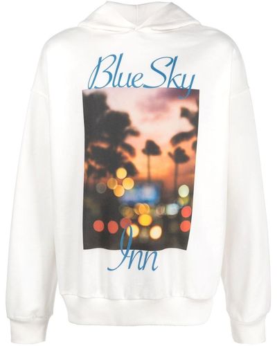 BLUE SKY INN Graphic-print Cotton Hoodie - White