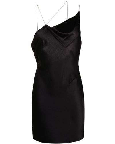 Givenchy Draped Backless Silk-satin Minidress - Black