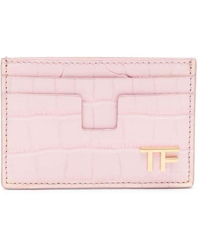 Tom Ford Logo-lettering Leather Cardholder - Pink