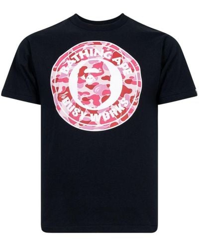 A Bathing Ape Abc Camo Busy Works "black/pink" T-shirt