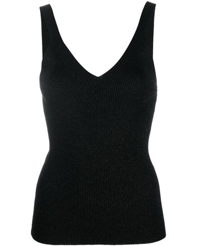 P.A.R.O.S.H. Ribbed-knit Vest Top - Black