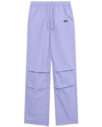 Izzue Pantalon en coton à design plissé - Bleu