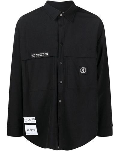 Izzue Chemise boutonnée à patch logo - Noir