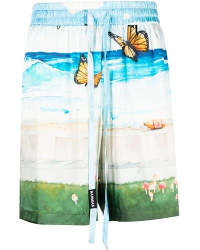 NAHMIAS Butterfly Beach Silk Shorts - Verde