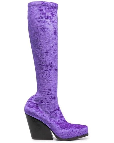 Stella McCartney Velour Knee-high Boots - Purple