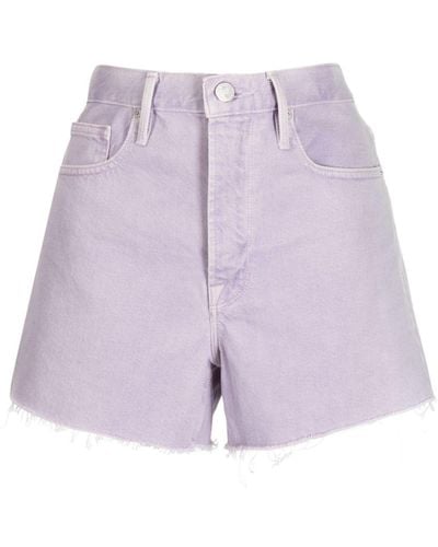 FRAME Le Brigette Raw-cut Denim Shorts - Purple