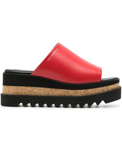 Stella McCartney Sneak-elyse Leather Sandals - Red