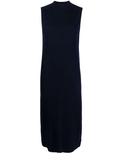 N.Peal Cashmere Ribbed-knit Cashmere Dress - Blue