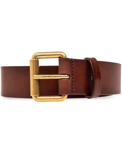 Saint Laurent Buckle Leather Belt - Brown