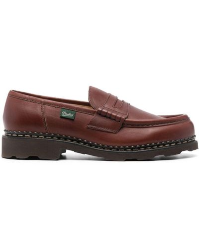 Paraboot Logo-tag Calf-leather Loafers - Brown