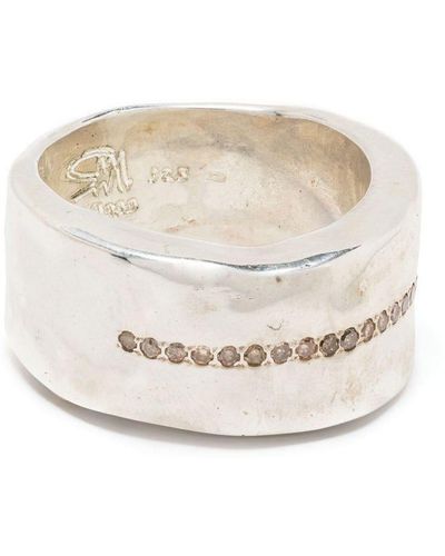 Rosa Maria Wide Diamond Pavé Ring - White