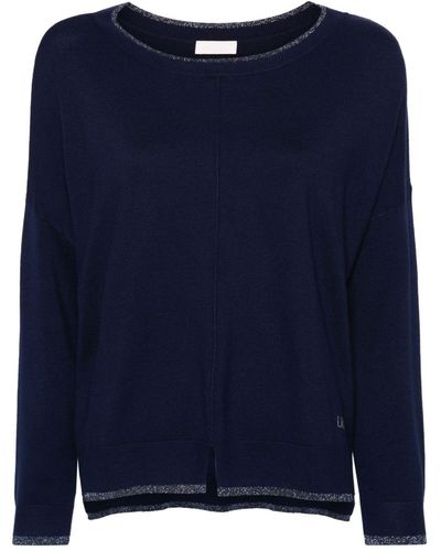 Liu Jo Rhinestone-logo Sweater - Blue