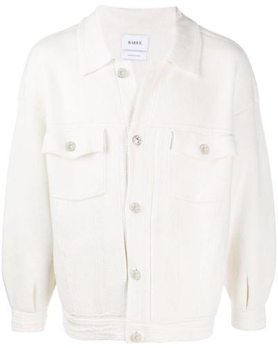 Barrie Oversized Knitted Denim Jacket - White