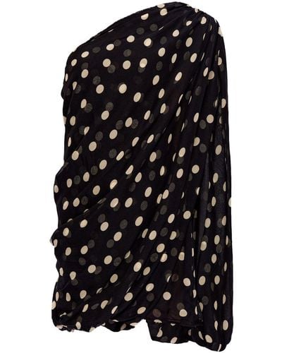 Stella McCartney Robe courte en soie à pois - Noir