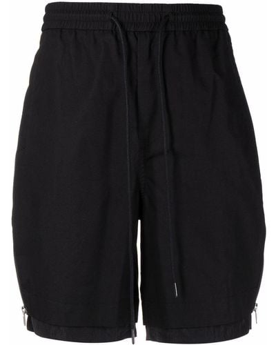Juun.J Exposed Zip Double Layer Shorts - Black
