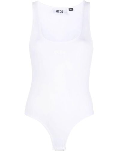 Gcds Logo-print Sleeveless Bodysuit - White