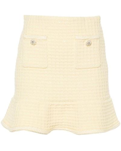 Self-Portrait Self Portrait "Knitted Mini Skirt With Jewel Buttons - Natural