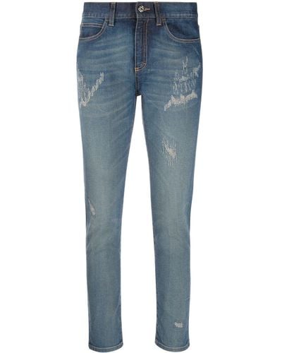 Gucci Cropped-Jeans im Distressed-Look - Blau