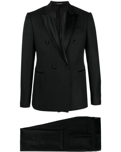 Emporio Armani Double-breasted Buttoned Tailored Suit - Black