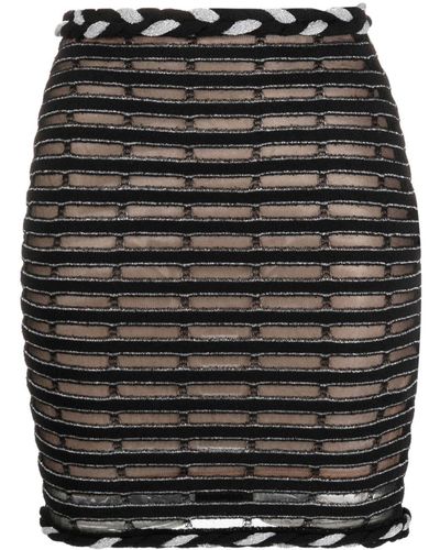 Genny Braided-edge Knitted Miniskirt - Black