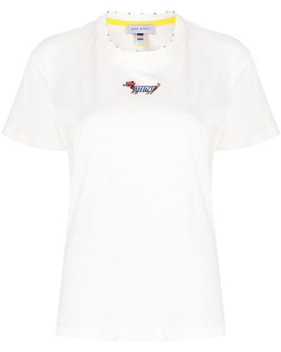 Mira Mikati Dog-embroidered Beaded T-shirt - White