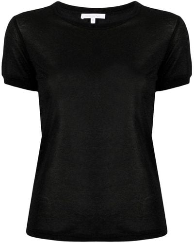 Patrizia Pepe T-shirt Lurex à logo strassé - Noir