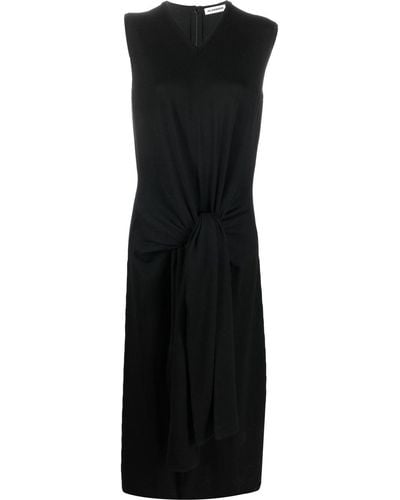 Jil Sander Virgin-wool V-neck Dress - Black