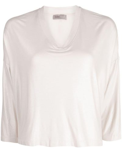 Herno Sweet Satin V-neck T-shirt - White
