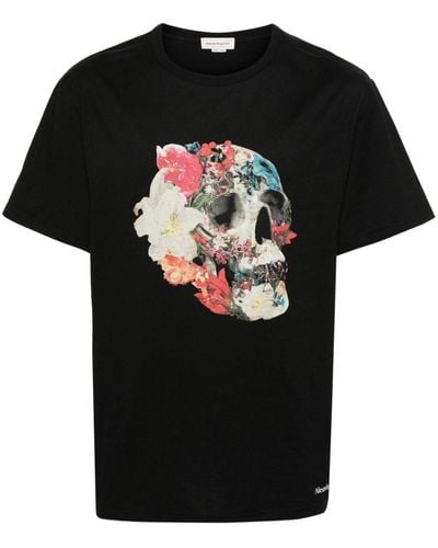 Alexander McQueen Katoenen T-shirt Met Doodskopprint - Zwart