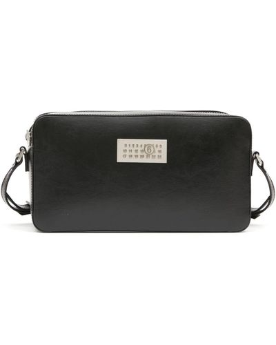 MM6 by Maison Martin Margiela Numeric Leather Crossbody Bag - Black