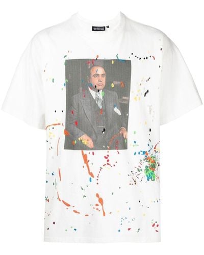 Mostly Heard Rarely Seen Portrait Paint-splatter T-shirt - White