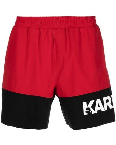Karl Lagerfeld Colour-block Med Board Shorts - Red