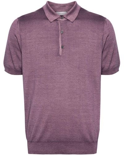 Canali Mélange-effect Polo Shirt - Purple