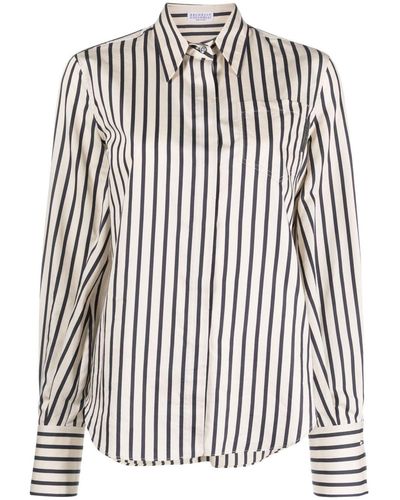 Brunello Cucinelli Striped Long-sleeve Shirt - White