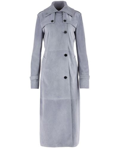 Ferragamo Belted Suede Coat - Grey